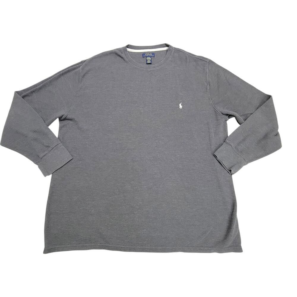 Polo Ralph Lauren Mens 3XL Waffle Knit Thermal Long Sleeve Sleep Shirt Gray